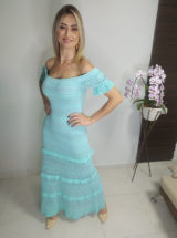 vestido longo de tricô