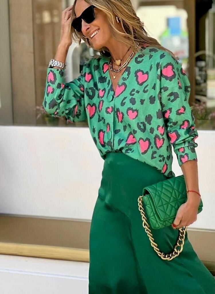camisa animal print verde