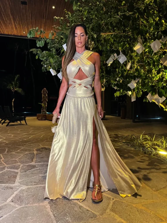 vestido dourado