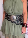 Cinto Feminino Aros Boho Preto com Azul