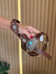 Cinto Boho Marrom com Azul