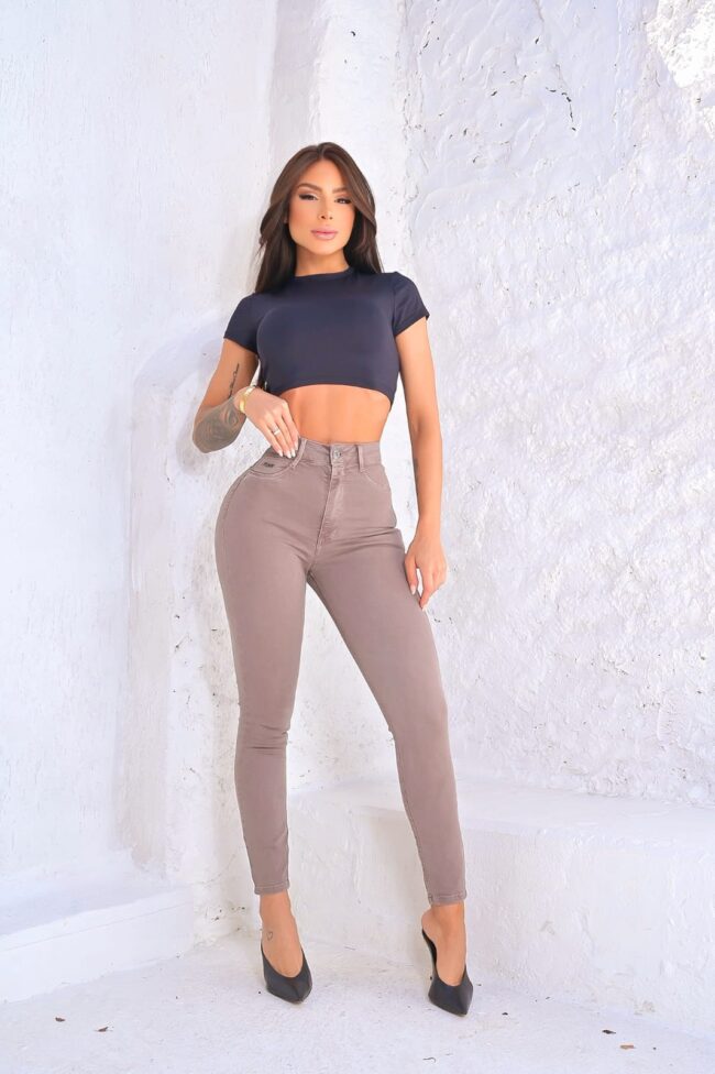 Calça modeladora Stone Marrom - Lady Lú Denim