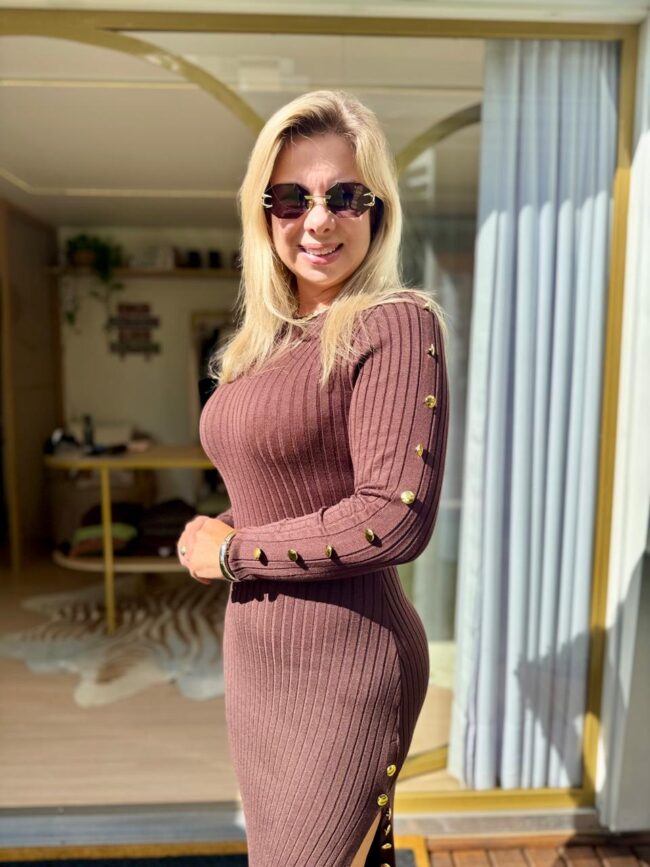 Vestido Melina em Tricô Marrom - Image 4