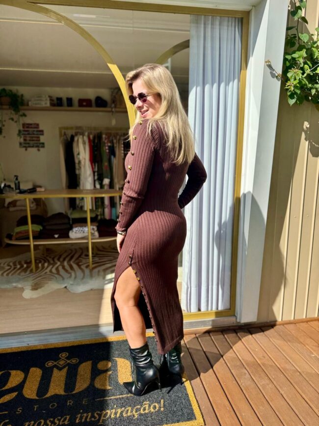 Vestido Melina em Tricô Marrom - Image 3