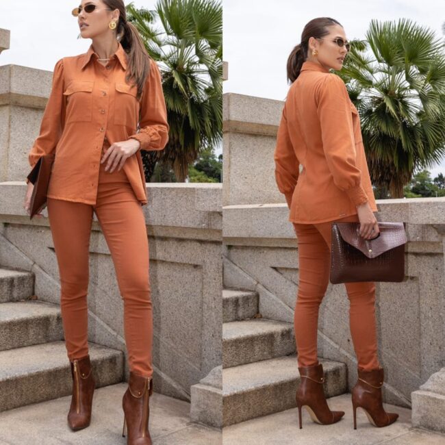 Calça Skinny Viviane Terracota - Bebela Jeans