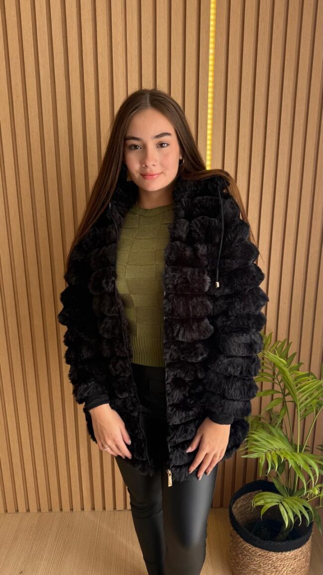 Casaco de pelo feminino Alaska Preto