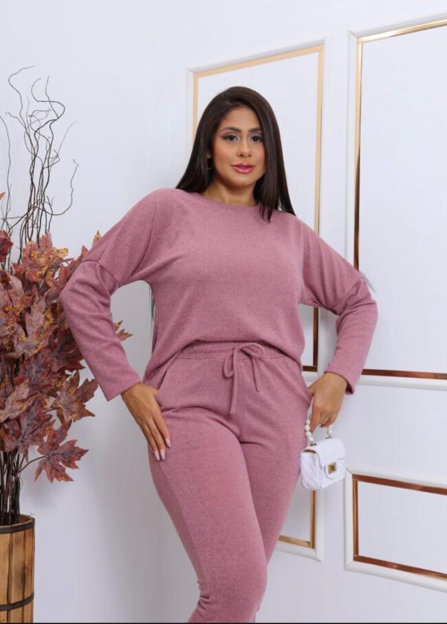 Conjunto de moletom feminino Carolina Rosa