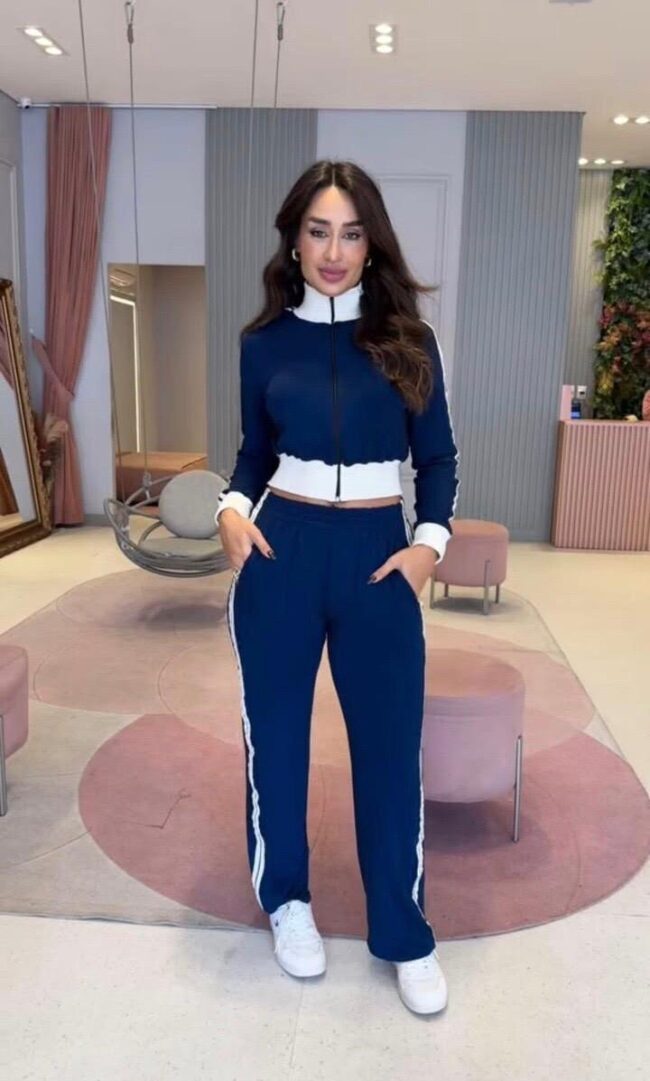 Conjunto de moletom feminino Caroline Azul
