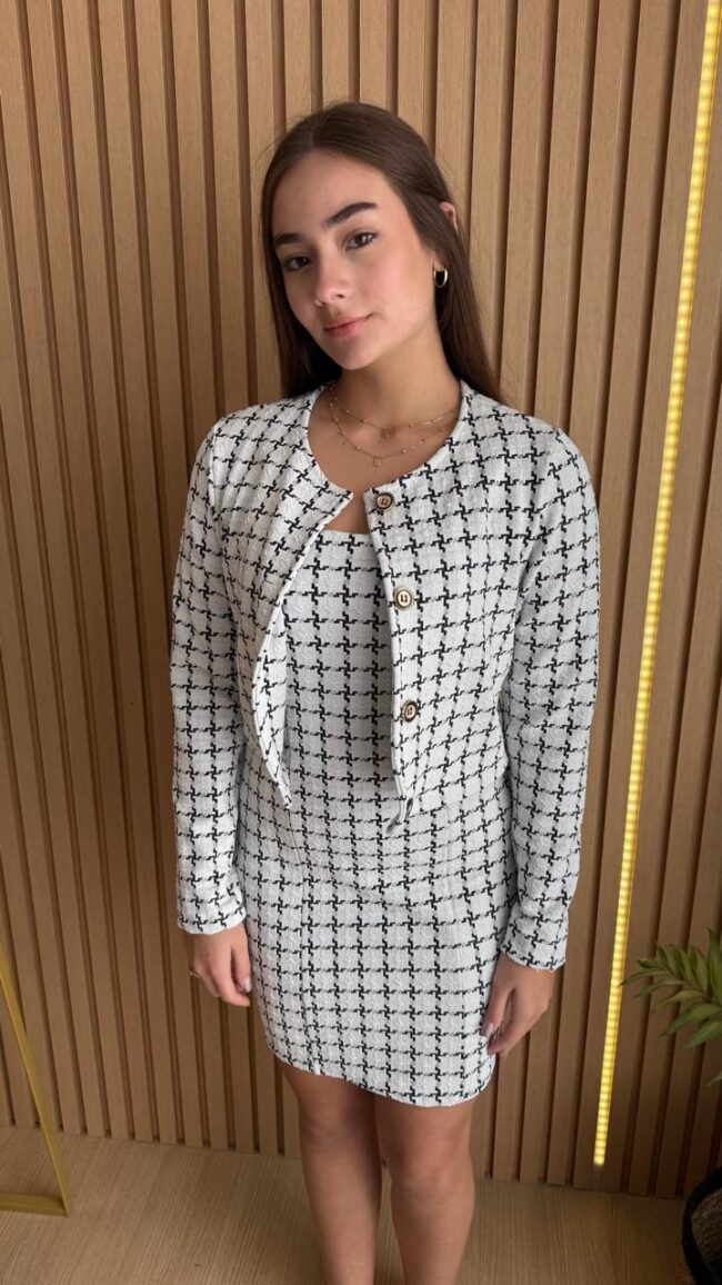 Conjunto de Tweed Feminino Branco