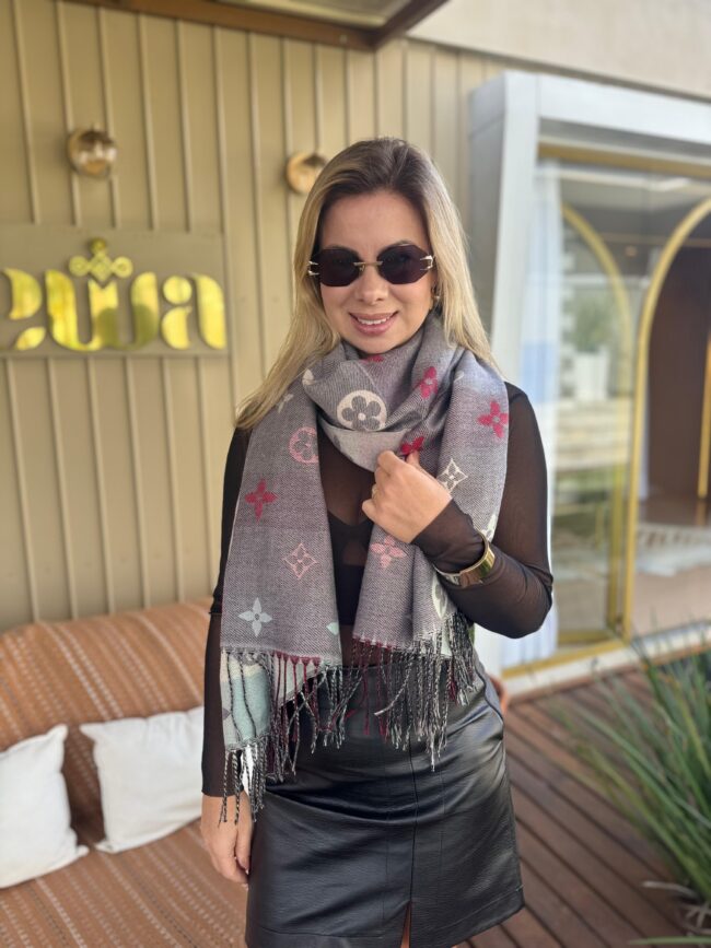 Echarpe Feminina Cinza Louis Vuitton 
