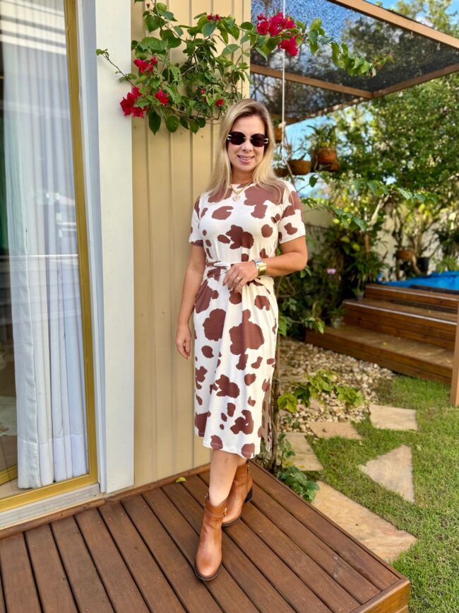 Vestido Cow Print Feminino
