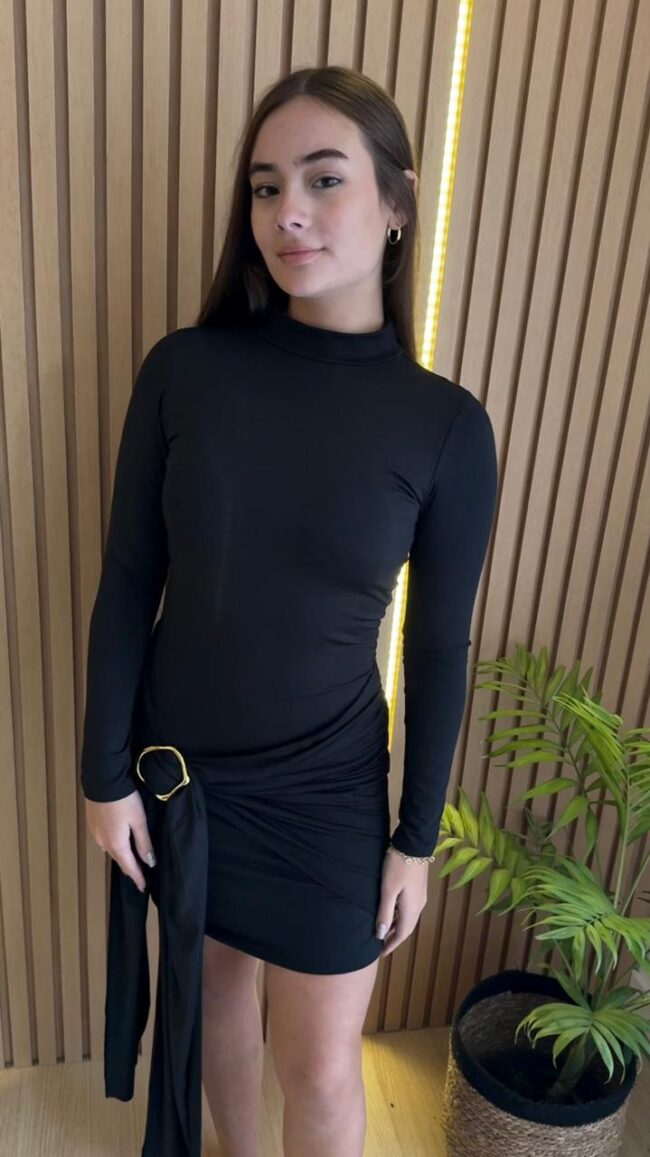 Vestido em poliamida Preto Cris