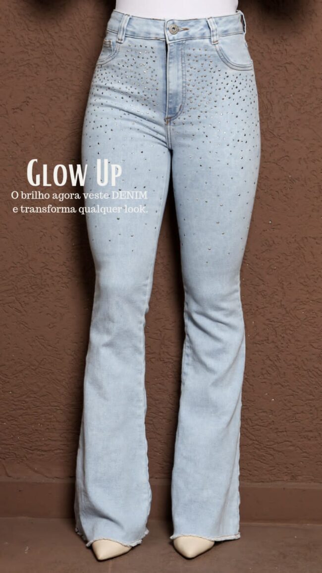Calça jeans Flare brilho