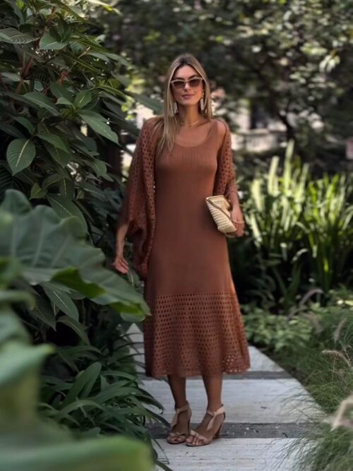 Vestido Tricot Marrom