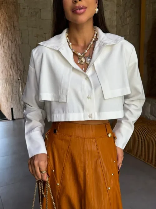 Camisa Cropped Gola - Pimpnella