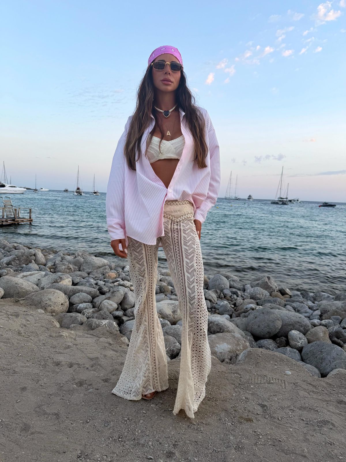 Chemise Milos Rosa Listrada - Pimpnella