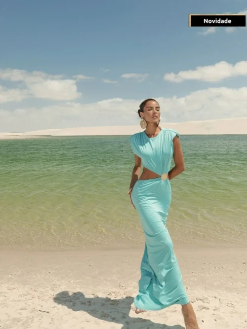 Vestido Lila Verde Aqua