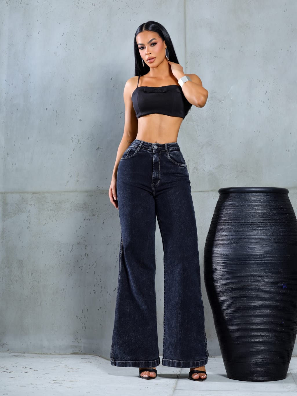 Calça Pantalona Stonada - Lady Lú Denim