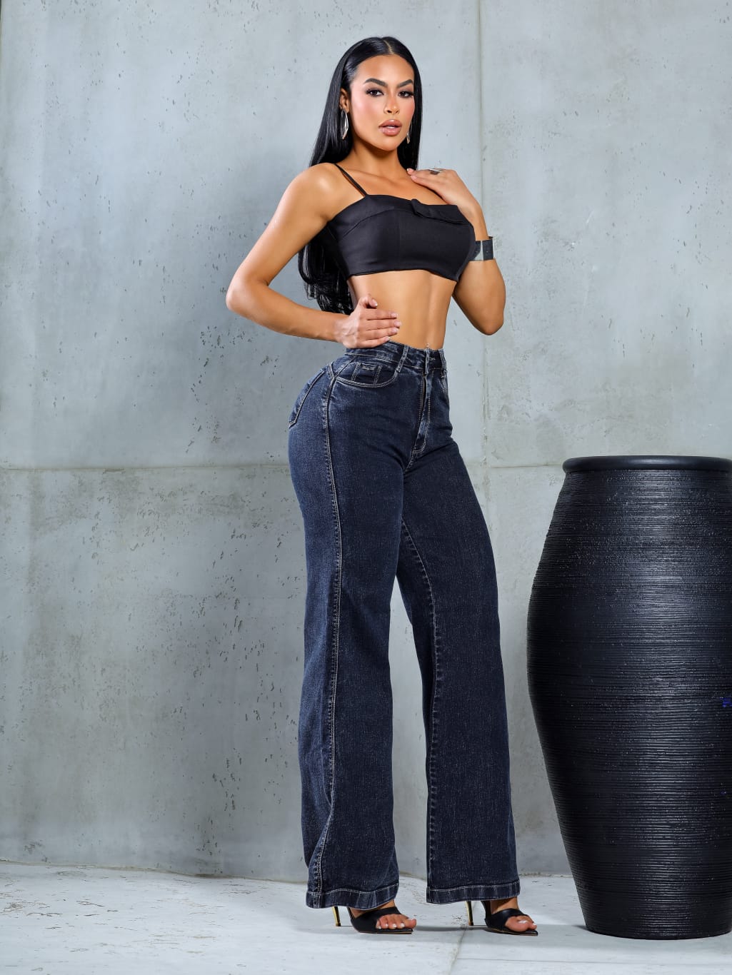 Calça Pantalona Stonada - Lady Lú Denim - Imagem 3
